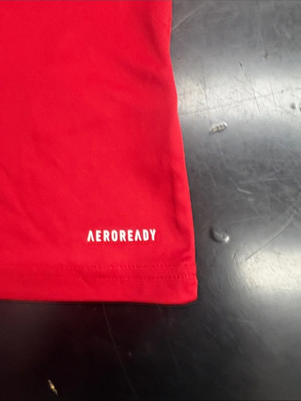 Adidas Red Performance Tee with White Stripes